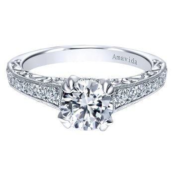 0.42 ct - Diamond Engagement Ring Set in 18k White Gold - Straight Setting /ER7936W83JJ-IGCD