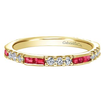 0.38 ct - Ladies' Ring
 14k Yellow Gold Diamond And Ruby Stackable /LR4572Y44RA-IGCD