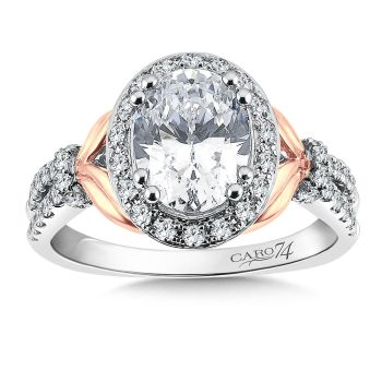 Oval Shape Halo Engagement Ring in 14K Rose and White Gold (0.56ct. tw.) /CR541WP