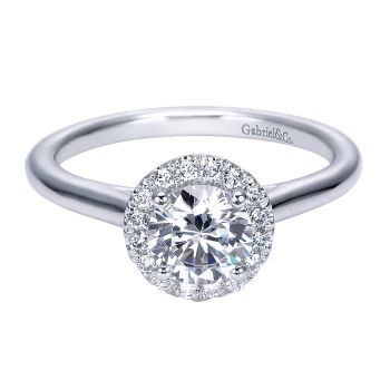 0.22 ct Diamond Engagement Ring - Set in 14k White Gold Diamond Halo /ER8290W44JJ-IGCD