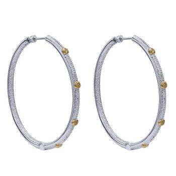 925 Silver/18k Yellow Gold Diamond Hoop Earrings 0.04 ct EG10724MY5JJ