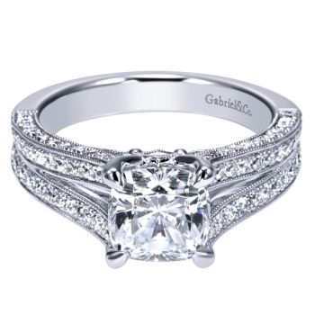 14K White Gold 0.65 ct Diamond Split Shank Engagement Ring Setting ER9039W44JJ