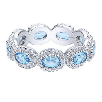 2.43 - Ladies' Ring
 925 Silver Swiss Blue Topaz Stackable /LR5930-7SVJBT-IGCD