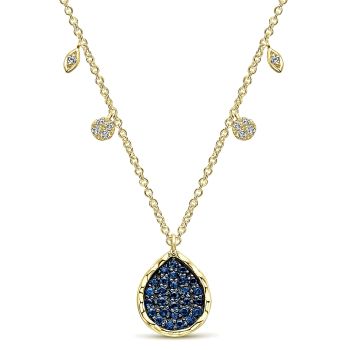0.09 ct - Necklace
 14k Yellow Gold Diamond And Sapphire Fashion /NK5202Y45SA-IGCD