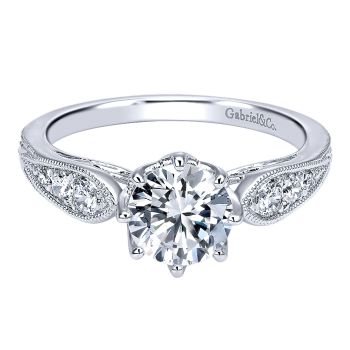 0.23 ct - Diamond Engagement Ring Set in 14k White Gold Straight Setting /ER11723R4W44JJ-IGCD