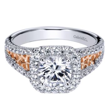 14K two tones 0.55ct diamond halo engagement ring 