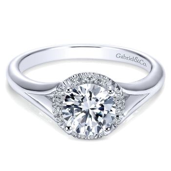 0.08 ct Diamond Engagement Ring - Set in 14k White Gold Diamond Halo /ER7808W44JJ-IGCD