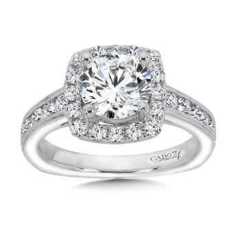 Inspired Vintage Collection Halo Engagement Ring in 14K White Gold with Platinum Head (0.68ct. tw.) /CR257W
