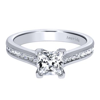 0.25 ct - Diamond Engagement Ring Set in 18k White Gold - Straight Setting /ER8079W83JJ-IGCD