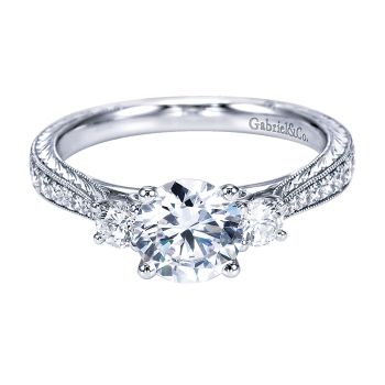 0.39 ct - 3 Stone Diamond Engagement Ring Set in 14K White Gold /ER7288W44JJ-IGCD