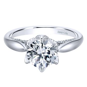 0.40 ct - Straight Setting Diamond Engagement Ring Set in 18k White Gold /ER11643R6W83JJ-IGCD