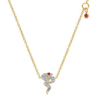 0.04 ct Round Diamond and Ruby Fashion Necklace set in 14K Yellow Gold NK4526Y45RB