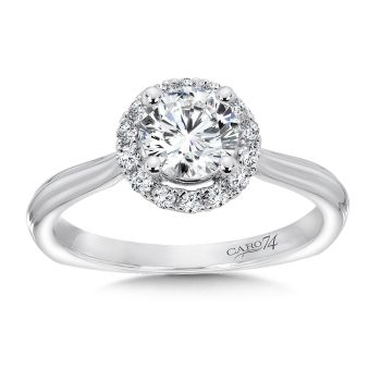Classic Elegance Collection Halo Engagement Ring with Side Stones in 14K White Gold with Platinum Head (0.17ct. tw.) /CR358W
