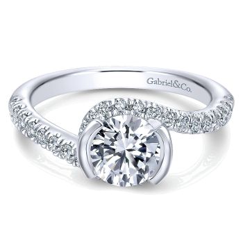 0.38 ct - Diamond Engagement Ring Set in 14K White Gold Diamond Bypass /ER10472W44JJ-IGCD