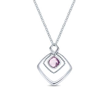 1.06 ct - Necklace
 925 Silver Pink Amethyst Fashion /NK3997SVJPA-IGCD