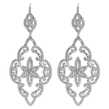 18k White Gold Diamond Drop Earrings 3.00 ct EG11859W84JJ