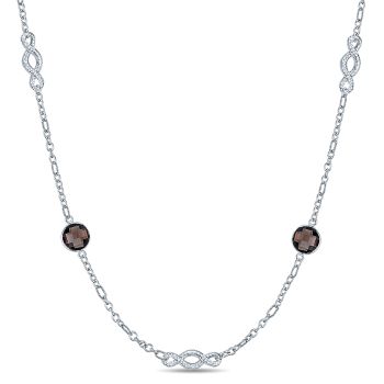 22.75 ct - Necklace
 925 Silver Smoky Quartz Diamond By The Yard /NK4298ETSVJSQ-IGCD