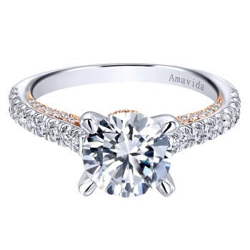 Gabriel & Co 18k White/Pink 0.49 ct Diamond Straight Engagement Ring Setting ER11639R6T83JJ