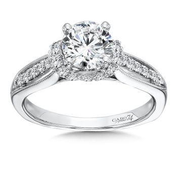 Inspired Vintage Collection Engagement Ring With Side Stones in 14K White Gold with Platinum Head (0.31ct. tw.) /CR369W