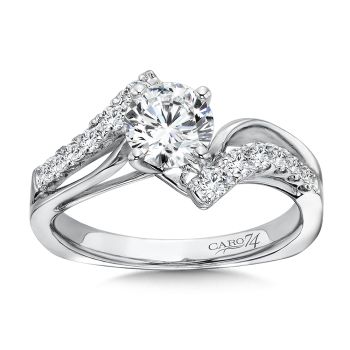 Modernistic Collection Diamond Criss Cross Engagement Ring in 14K White Gold with Platinum Head (0.28ct. tw.) /CR303W