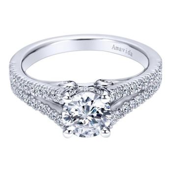 18K White Gold 0.36 ct Diamond Split Shank Engagement Ring Setting ER6249W83JJ