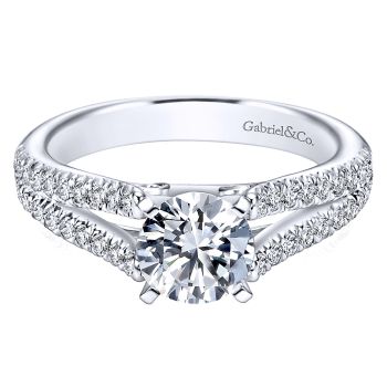 0.40 ct - Diamond Engagement Ring Set in 14k White Gold Split Shank /ER6666W44JJ-IGCD