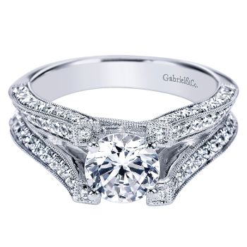 0.75 ct - Diamond Engagement Ring Set in 14k White Gold Split Shank /ER4148W44JJ-IGCD
