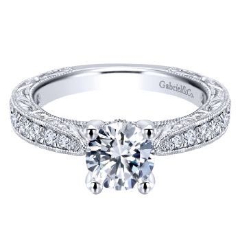 14K White Gold 0.56 ct Diamond Straight Engagement Ring Setting ER12286R4W44JJ