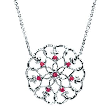 0.16 ct - Necklace
 925 Silver And Ruby Fashion /NK3943SVJRA-IGCD