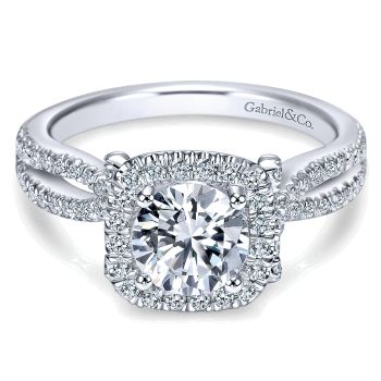 0.50 ct Diamond Engagement Ring - Set in 14k White Gold Diamond Halo /ER7806W44JJ-IGCD