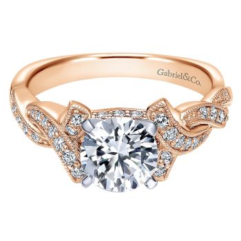 0.26 ct - Diamond Engagement Ring Set in 14k White/Pink Gold Criss Cross /ER10434T44JJ-IGCD
