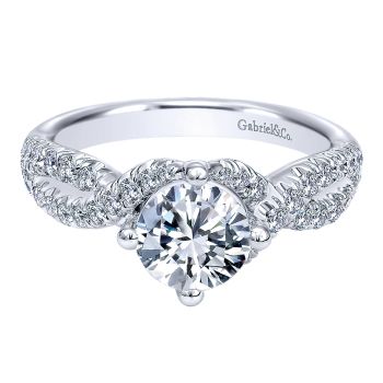0.52 ct - Diamond Engagement Ring Set in 14k White Gold Criss Cross /ER10197W44JJ-IGCD