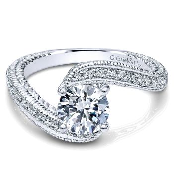 0.24 ct - Diamond Engagement Ring Set in 14K White Gold Diamond Bypass /ER10126W44JJ-IGCD