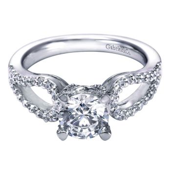 14K White Gold 0.40 ct Diamond Split Shank Engagement Ring