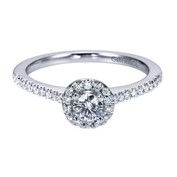 0.20 ct Diamond Engagement Ring - Set in 14k White Gold Diamond Halo /ER6555W44JJ-IGCD