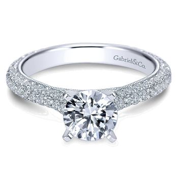 0.89 ct - Diamond Engagement Ring Set in 14k White Gold Straight Setting /ER6649W44JJ-IGCD