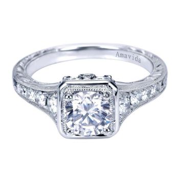 Gabriel & Co Platinum 0.31 ct Diamond Halo Engagement Ring Setting ER6502PT3JJ