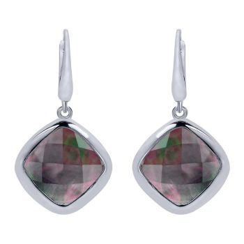 Rock Crystal & Black Pearl Drop Earrings set in 925 SilverEG12114SVJXB