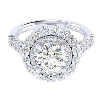 18K White Gold 1.09 ct Diamond Halo Engagement Ring Setting ER11456W83JJ