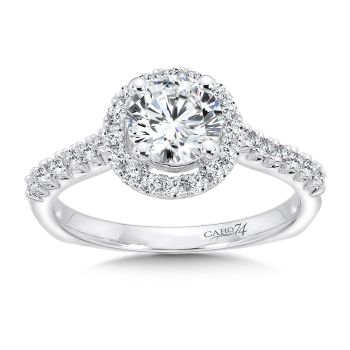 Classic Elegance Collection Halo Engagement Ring with Side Stones in 14K White Gold with Platinum Head (0.32ct. tw.) /CR362W
