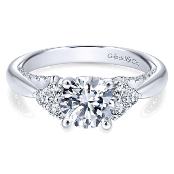 0.62 ct - 3 Stone Diamond Engagement Ring Set in 14K White Gold /ER12620R4W44JJ-IGCD