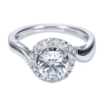 0.20 ct Diamond Engagement Ring - Set in 14k White Gold Diamond Halo /ER7714W44JJ-IGCD