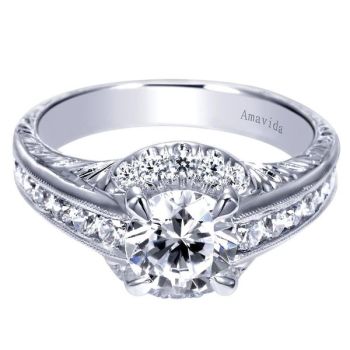 Gabriel & Co 18K White Gold 0.63 ct Diamond Halo Engagement Ring Setting ER9140W83JJ