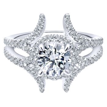 0.79 ct Diamond Engagement Ring - Set in 14k White Gold Diamond Halo /ER12779R4W44JJ-IGCD