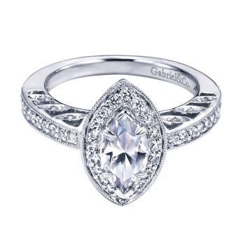 14K White Gold 0.40 ct Diamond Halo Engagement Ring