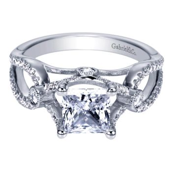 14K White Gold 0.40 ct Diamond Criss Cross Engagement Ring