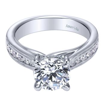0.55 ct - Diamond Engagement Ring Set in 18k White Gold - Straight Setting /ER6192W83JJ-IGCD