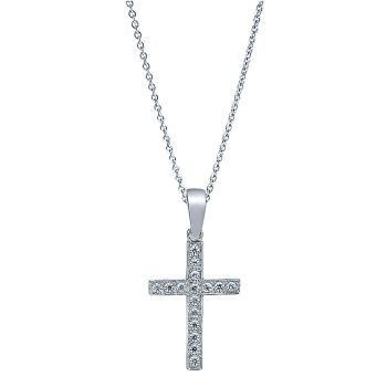 0.11 ct - Necklace
 14k White Gold Diamond Cross /NK2053W45JJ-IGCD