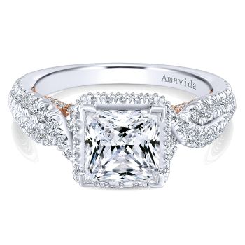 1.03 ct - Diamond Engagement Ring Set in 18k Two Tone Diamond Halo /ER12905S6T83JJ-IGCD