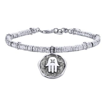 White Sapphire Charm Bangle In Silver 925/Stainless Steel TB3652MXJWS